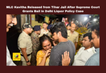 MLC Kavitha Released from Tihar Jail After Supreme Court Grants Bail in Delhi Liquor Policy Case, MLC Kavitha Released from Tihar Jail, Supreme Court Grants Bail in Delhi Liquor Policy Case, MLC Kavitha Released, MLC Kavitha, Delhi Liquor Policy Case, Supreme Court Bail, Tihar Jail, K.T. Rama Rao, BRS Leaders, Legal Fight, Hyderabad Arrival, Kavitha Bail, Delhi Liquor Case, Telangana, TS Live Updates, TS Political News, Political News, Mango News