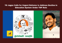 YS Jagan Calls for Urgent Reforms to Address Decline in Education System Under TDP Rule, YS Jagan Calls for Urgent Reforms, Education System Under TDP Rule, YS Jagan Mohan Reddy, TDP, Education System, Chandrababu Naidu, Government Schools, Midday Meal Scheme, Gorumudda Scheme, Gudlavalleru Scandal, Student Welfare, Andhra Pradesh Education, CM Chandrababu Naidu, Pawan Kalyan, AP Live Updates, AP Politics, Political News, Live Updates, Breaking News, Headlines, Live News, Mango News