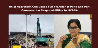 Chief Secretary Announces Full Transfer of Pond and Park Conservation Responsibilities to HYDRA, HYDRA, Chief Secretary Shantikumari, Hyderabad Outer Ring Road, Pond Conservation, Park Management, Encroachment Removal, Gandipet Pond, Himayat Sagar Pond, Municipal Administration, Pond and Park Conservation Responsibilities, Responsibilities to HYDRA, Telangana, TS Live Updates, TS Political News, Political News, Mango News