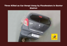 Three Killed as Car Swept Away by Floodwaters in Guntur District, Floodwaters in Guntur District, Guntur Tragedy, Pedakakani Accident, Flood Accident, Andhra Pradesh Floods, Uppalapadu Incident, Guntur News, Car Swept Away, Heavy Rain Impact, Andhra Pradesh Weather, Heavy Rain Are Falling Across AP, Heavy Rain In AP, Weather Report, Red Alert, AP, Heavy Rain, Andhra Pradesh, AP Rain, AP Live Updates, Political News, Mango News
