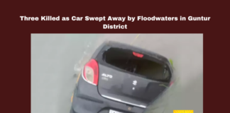 Three Killed as Car Swept Away by Floodwaters in Guntur District, Floodwaters in Guntur District, Guntur Tragedy, Pedakakani Accident, Flood Accident, Andhra Pradesh Floods, Uppalapadu Incident, Guntur News, Car Swept Away, Heavy Rain Impact, Andhra Pradesh Weather, Heavy Rain Are Falling Across AP, Heavy Rain In AP, Weather Report, Red Alert, AP, Heavy Rain, Andhra Pradesh, AP Rain, AP Live Updates, Political News, Mango News