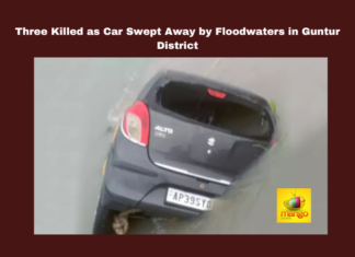 Three Killed as Car Swept Away by Floodwaters in Guntur District, Floodwaters in Guntur District, Guntur Tragedy, Pedakakani Accident, Flood Accident, Andhra Pradesh Floods, Uppalapadu Incident, Guntur News, Car Swept Away, Heavy Rain Impact, Andhra Pradesh Weather, Heavy Rain Are Falling Across AP, Heavy Rain In AP, Weather Report, Red Alert, AP, Heavy Rain, Andhra Pradesh, AP Rain, AP Live Updates, Political News, Mango News