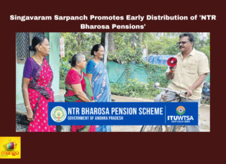 Singavaram Sarpanch Promotes Early Distribution of 'NTR Bharosa Pensions', Singavaram Sarpanch Promotes Early Distribution, NTR Bharosa Pensions, Singavaram Sarpanch, East Godavari, Pension Distribution, TEDPA, Grassroots Campaigning, Panchayat Leadership, Sarpanch Initiative, Rural Development, Andhra Pradesh Politics, CM Chandrababu Naidu, Pawan Kalyan, AP Live Updates, Live Updates, Breaking News, Headlines, Live News, Mango News