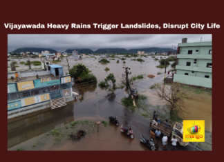 Vijayawada Heavy Rains Trigger Landslides, Disrupt City Life, Vijayawada, Landslides, Indrakiladri Ghat, Heavy Rains, Floods, Andhra Pradesh, Traffic Disruption, State Government Response, Central Command Control Room, Disaster Management, Heavy Rain In AP, Weather Report, Red Alert, AP, Heavy Rain, Andhra Pradesh, AP Rain, AP Live Updates, Political News, Mango News