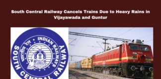 South Central Railway Cancels Trains Due to Heavy Rains in Vijayawada and Guntur, South Central Railway Cancels Trains, Cancels Trains Due to Heavy Rains in Vijayawada, Heavy Rains in Vijayawada and Guntur, Heavy Rains, Train Cancellations, Vijayawada, Guntur, South Central Railway, Travel Disruptions, Helpline Numbers, Heavy Rain In AP, Weather Report, Red Alert, AP, Heavy Rain, Andhra Pradesh, AP Rain, AP Live Updates, Political News, Mango News