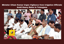 Minister Uttam Kumar Urges Vigilance from Irrigation Officials Amid Heavy Rains in Telangana, Minister Uttam Kumar Urges Vigilance from Irrigation, Vigilance from Irrigation Officials, Telangana, Heavy Rains, Irrigation Department, Minister Uttam Kumar, Flood Prevention, Reservoir Monitoring, Emergency Response, Telangana, TS Live Updates, TS Political News, Political News, Mango News