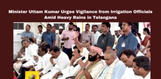 Minister Uttam Kumar Urges Vigilance from Irrigation Officials Amid Heavy Rains in Telangana, Minister Uttam Kumar Urges Vigilance from Irrigation, Vigilance from Irrigation Officials, Telangana, Heavy Rains, Irrigation Department, Minister Uttam Kumar, Flood Prevention, Reservoir Monitoring, Emergency Response, Telangana, TS Live Updates, TS Political News, Political News, Mango News
