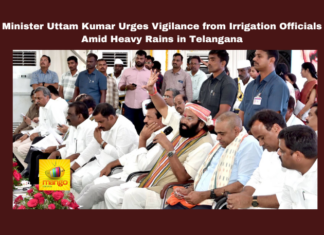 Minister Uttam Kumar Urges Vigilance from Irrigation Officials Amid Heavy Rains in Telangana, Minister Uttam Kumar Urges Vigilance from Irrigation, Vigilance from Irrigation Officials, Telangana, Heavy Rains, Irrigation Department, Minister Uttam Kumar, Flood Prevention, Reservoir Monitoring, Emergency Response, Telangana, TS Live Updates, TS Political News, Political News, Mango News