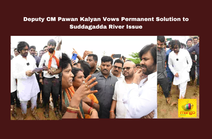 Deputy CM Pawan Kalyan Vows Permanent Solution to Suddagadda River Issue Deputy CM Pawan Kalyan Vows Permanent Solution to Suddagadda River Issue, Deputy CM Pawan Kalyan Vows, Permanent Solution to Suddagadda River Issue,Pawan Kalyan, Suddagadda River, Budameru Encroachment, AP floods, Kakinada district, Eleru reservoir, Andhra Pradesh Deputy CM, flood management, Gollaprolu Mandal, flood relocation, Pawan Kalyan, AP Live Updates, Live Updates, Breaking News, Headlines, Live News, Mango News