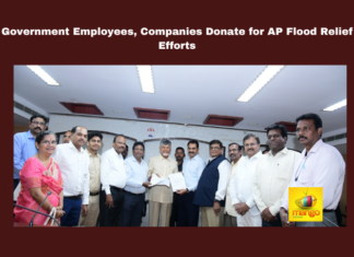 Government Employees, Companies Donate for AP Flood Relief Efforts, AP Flood Relief,Government Employees Donations, Electricity Employees, Chandrababu Naidu, Nara Lokesh, Saidaramej, Flood Victims, CSR, AP Floods, Pawan Kalyan, AP Live Updates, Live Updates, Breaking News, Headlines, Live News, Mango News  