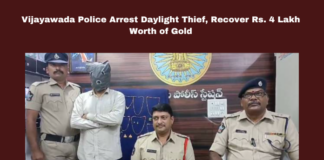 Vijayawada Police Arrest Daylight Thief, Recover Rs. 4 Lakh Worth of Gold, Daylight Thief Arrested, Vijayawada Police, Vijayawada Crime, Sheikh Shabbir Babu, Daylight Theft, Gold Recovery, NTR District Police, AP News, AP Live Updates, Andhra Pradesh, Breaking News, Live Updates, Headlines, Mango News