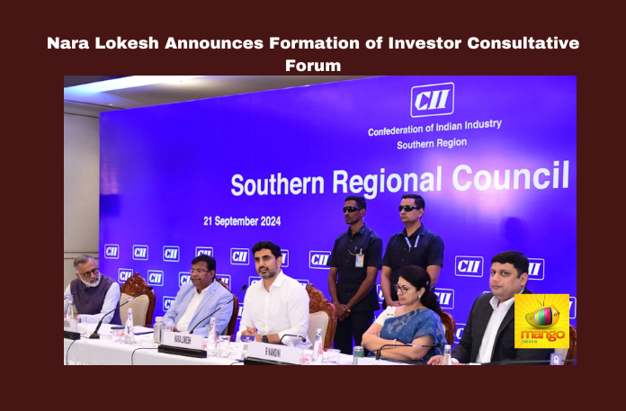 Nara Lokesh Announces Formation of Investor Consultative Forum Nara Lokesh Announces Formation of Investor Consultative Forum, Investor Consultative Forum, Nara Lokesh, Andhra Pradesh, Consultative Forum, Investment in AP, Economic Development Board, CII Seminar, Job Creation, Power Purchase Agreements, IT and Electronics, Government Policies, CM Chandrababu Naidu, Pawan Kalyan, AP Live Updates, Live Updates, Breaking News, Headlines, Live News, Mango News