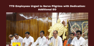 TTD Employees Urged to Serve Pilgrims with Dedication: Additional EO, Serve Pilgrims with Dedication, TTD Employees, TTD, Pilgrim Services, Brahmotsavam 2024, Sri Venkateswara Swamy, Temple Employees, Thirumala Laddu, Thirumala News, TTD, Tirumala, Tirumala Tirupati, Venkateswara Swamy, Tirupati, Latest Tirupati News, Andhra Pradesh, AP Live Updates, Live Updates, Breaking News, Headlines, Live News, Mango News