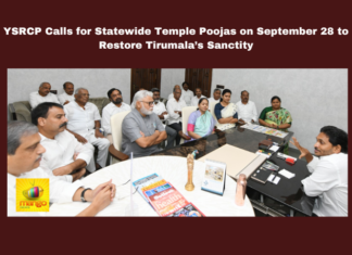 YSRCP Calls for Statewide Temple Poojas on September 28 to Restore Tirumala’s Sanctity, YSRCP Calls for Statewide Temple Poojas, Statewide Temple Poojas on September 28 , Restore Tirumala’s Sanctity, YSRCP, Temple Poojas, Tirumala Sanctity, Chandrababu Naidu, YS Jagan Mohan Reddy, Lord Venkateswara, Laddu Prasadam, Statewide Temple Poojas, Thirumala News, TTD, Tirumala, Tirumala Tirupati, Venkateswara Swamy, Tirupati, Latest Tirupati News, Andhra Pradesh, AP Live Updates, Live Updates, Breaking News, Headlines, Live News, Mango News
