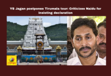 YS Jagan postpones Tirumala tour: Criticizes Naidu for insisting declaration, YS Jagan Mohan Reddy, Chandrababu Naidu, Tirumala Visit, Religious Declaration, Tirupati Laddu Controversy, YSRCP, BJP, TTD, Secular Values, Political Manipulation, Lord Venkateswara, Andhra Pradesh, AP Live Updates, Live Updates, Breaking News, Headlines, Live News, Mango News