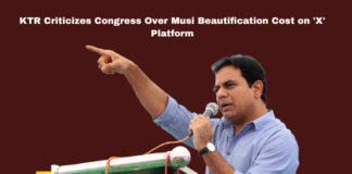KTR Criticizes Congress Over Musi Beautification Cost on X Platform,Mango News,KTR,KTR News,KTR Latest,KTR Latest News,KTR Live,KTR Pressmeet,KTR On X,KTR New Tweet,KTR Criticizes Congress Over Musi Beautification Cost,KTR Calls Musi River Beautification Project a Major Scam,Musi River Beautification Project,Musi River,KTR Slams Congress Government's Musi Riverfront Project,Congress Government,Congress,BRS,KTR Comments On Musi River Development,CM Revanth Reddy,KTR Criticized CM Revanth Reddy And Congress Over Musi River Beautification,KTR Criticized CM Revanth Reddy,KTR On CM Revanth Reddy,KTR Criticizes Congress,BRS, Congress Allegations, Farmers’ Concerns, Hyderabad Politics, Infrastructure Costs, Kaleswaram Project, Musi Project, Musi River Beautification News, Political Debate