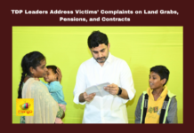 TDP Leaders Address Victims’ Complaints on Land Grabs, Pensions, and Contracts,Mango News,TDP,TDP News,TDP Latest News,AP,AP News,AP Latest News,AP Political News,AP Politics,Andra Pradesh,Andra Pradesh Politics,TDP Leaders,Amaravati Politics,CM chandrababu naidu,chandrababu naidu, Land Resurvey, Pension Cancellations, Political Corruption, PrajaVedika, Victims Complaints, YSRCP Land Grabs,YSRCP,Amaravati,Nara Lokesh,Nara Lokesh Latest News,Nara Lokesh Pressmeet,Nara Lokesh Live,TDP Leaders Address Victims Complaints