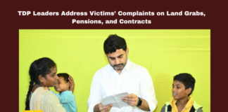 TDP Leaders Address Victims’ Complaints on Land Grabs, Pensions, and Contracts,Mango News,TDP,TDP News,TDP Latest News,AP,AP News,AP Latest News,AP Political News,AP Politics,Andra Pradesh,Andra Pradesh Politics,TDP Leaders,Amaravati Politics,CM chandrababu naidu,chandrababu naidu, Land Resurvey, Pension Cancellations, Political Corruption, PrajaVedika, Victims Complaints, YSRCP Land Grabs,YSRCP,Amaravati,Nara Lokesh,Nara Lokesh Latest News,Nara Lokesh Pressmeet,Nara Lokesh Live,TDP Leaders Address Victims Complaints