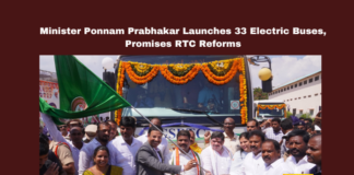 Minister Ponnam Prabhakar Launches 33 Electric Buses, Promises RTC Reforms,Mango News,Electric Buses, Hyderabad Transport, Mahila Sakthi, MEPMA, Minister Ponnam Prabhakar, Pollution Reduction, RTC Jobs, RTC Reforms, Telangana,Telangana News,Telangana Latest News,Telangana RTC,RTC,Minister Ponnam Prabhakar,Minister Ponnam Prabhakar Latest News,Minister Ponnam Prabhakar News,Minister Ponnam Prabhakar Live,Minister Ponnam Prabhakar Pressmeet,Minister Ponnam Prabhakar Launches Electric Buses,Telangana launches 35 super luxury electric buses,TGSRTC launches 35 electric luxury buses in Karimnagar,Ponnam Prabhakar inaugurates electric buses,Minister Ponnam Prabhakar Launches 35 Electric Buses,Minister Ponnam Prabhakar Launched Electric Super Luxury Buses,Minister Ponnam Prabhakar Launches 33 Electric Buses,TGSRTC MD Sajjanar