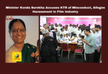 Minister Konda Surekha Accuses KTR of Misconduct, Alleges Harassment in Film Industry, Konda Surekha Accuses KTR, KTR of Misconduct, Konda Surekha, KTR Allegations, Hyderabad News, Film Industry Harassment, Political Controversy, Samantha, Naga Chaithanya, Telangana, TS Live Updates, TS Political News, Political News, Mango News