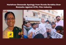 Harish Rao Demands Apology from Konda Surekha Over Remarks Against KTR, Film Industry, Remarks Against KTR, Harish Rao Demands Apology from Konda Surekha, Konda Surekha, KTR, Harishrao, Sunitha Lakshmareddy, Satyavati Rathore, Hyderabad Politics, Film Industry, Defamation, Samantha, Naga Chaithanya, Telangana, TS Live Updates, TS Political News, Political News, Mango News