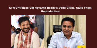 KTR Criticizes CM Revanth Reddy's Delhi Visits, Calls Them Unproductive, KTR, Revanth Reddy, Delhi Visits, Telangana Politics, BRS, Musi River Project, Welfare Schemes, Pension Issues, Hyderabad Development, KTR Criticism, Telangana, TS Live Updates, TS Political News, Political News, Mango News
