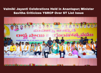 Valmiki Jayanti Celebrations Held in Anantapur; Minister Savitha Criticizes YSRCP Over ST List Issue, Valmiki Jayanti Celebrations, BC Welfare Minister Savitha, ST List Inclusion, YSRCP Criticism, Chandrababu Naidu Resolution, Valmiki Community, TDP Party of BCs, Anantapur News, BC Study Circles Revival, Maharshi Valmiki, Andhra Pradesh, AP Live Updates, Live Updates, Breaking News, Headlines, Live News, Mango News