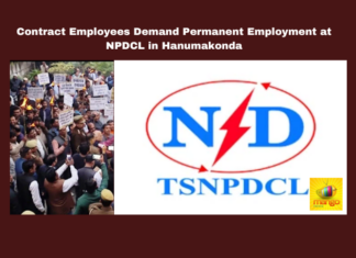 Contract Employees Demand Permanent Employment at NPDCL in Hanumakonda, NPDCL Protest, Contract Employee Rights, Telangana Employment, Contract Workers, Mahadharna, Hanumakonda, ICASA, Job Regularization, Contract Employees Demand, Electricity Workers, Telangana, TS Live Updates, TS Political News, Political News, Mango News