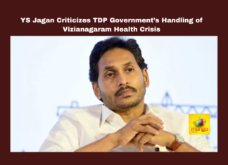 YS Jagan Criticizes TDP Government’s Handling of Vizianagaram Health Crisis, YS Jagan Mohan Reddy, Vizianagaram Diarrhea Outbreak, TDP Government, Chandrababu Naidu, Health Crisis, Aarogyasri Scheme, 104 Ambulance Service, Public Healthcare, Negligence, Family Doctor Program, Clean Water, Chandrababu Naidu, Andhra Pradesh, AP Live Updates, Live Updates, Breaking News, Headlines, Live News, Mango News