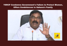 YSRCP Condemns Government's Failure to Protect Women, Offers Condolences to Sahana's Family, YSRCP, Sahana case, Women safety, Guntur, Disha Act, YS Jagan Mohan Reddy, Merugu Nagarjuna, Vidadala Rajini, Government failure, Justice for Sahana, CM Chandrababu, Andhra Pradesh, AP Live Updates, Live Updates, Breaking News, Headlines, Live News, Mango News