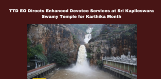 TTD EO Directs Enhanced Devotee Services at Sri Kapileswara Swamy Temple for Karthika Month, TTD, Kapileswara Swamy Temple, Karthika month, Tirupati, TTD EO Syamala Rao, devotee services, temple inspection, Tirumala Laddu Prasadam, queue management, Panchagavya products, Andhra Pradesh, AP Live Updates, Live Updates, Breaking News, Headlines, Live News, Mango News
