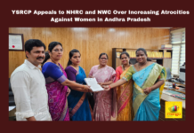 YSRCP Appeals to NHRC and NWC Over Increasing Atrocities Against Women in Andhra Pradesh, YSRCP Appeals to NHRC, NWC Over Increasing Atrocities Against Women, YSRCP, NHRC, NWC, women’s safety, Disha Act, Telugu Desam Party, crimes against women, public safety, law and order, Andhra Pradesh, AP Live Updates, Live Updates, Breaking News, Headlines, Live News, Mango News