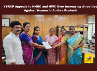 YSRCP Appeals to NHRC and NWC Over Increasing Atrocities Against Women in Andhra Pradesh, YSRCP Appeals to NHRC, NWC Over Increasing Atrocities Against Women, YSRCP, NHRC, NWC, women’s safety, Disha Act, Telugu Desam Party, crimes against women, public safety, law and order, Andhra Pradesh, AP Live Updates, Live Updates, Breaking News, Headlines, Live News, Mango News