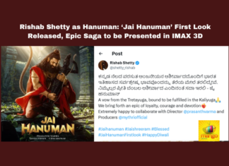 Rishab Shetty as Hanuman: ‘Jai Hanuman’ First Look Released, Epic Saga to be Presented in IMAX 3D , Jai Hanuman, Rishab Shetty, Anjaneya Swamy, Hanuman movie, Prashant Varma, IMAX 3D, Mythri Movie Makers, Kannada cinema, Hanu Man sequel, Indian mythology , Live updates , Breaking news , Headlines , Kannada cinema updates , Mango News