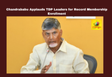 Chandrababu Applauds TDP Leaders for Record Membership Enrollment, Chandrababu Naidu, TDP membership drive, Telugu Desam Party, Nara Lokesh, Amaravati news, Andhra Pradesh politics, grassroots activists, permanent membership, road repairs, land issues, CM Chandrababu, Andhra Pradesh, AP Live Updates, Live Updates, Breaking News, Headlines, Live News, Mango News