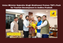 Union Minister Gajendra Singh Shekhawat Praises TDP's Push for Tourism Development in Andhra Pradesh, Akhanda Godavari Project, Pushkar Ghats, Andhra Pradesh tourism, Union Tourism Minister, PRASAD Scheme, Rammohan Naidu, Simhachalam temple, Annavaram temple, Krishna Karnataka festivals, Carnatic music, AP cultural heritage, Andhra Pradesh, AP Live Updates, Live Updates, Breaking News, Headlines, Live News, Mango News