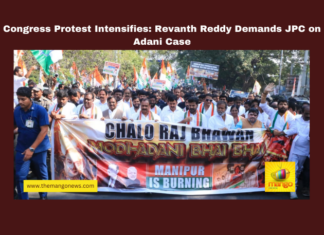 Congress Protest Intensifies: Revanth Reddy Demands JPC on Adani Case, Revanth Reddy, Congress protest, Adani controversy, JPC demand, Modi criticism, Telangana politics, Manipur riots, BRS BJP ties, corruption allegations, nationwide protests, Telangana, TS Live Updates, TS Political News, Political News, Mango News