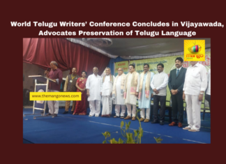 World Telugu Writers’ Conference Concludes in Vijayawada, Advocates Preservation of Telugu Language,World Telugu Writers’ Conference, Telugu language preservation, Mandali Buddhaprasad, Telugu heritage, Telugu history, Tanguturi Prakasam Pantulu, Srikrishna Devarayalu, Telugu writers, language promotion, Telugu census registration , Live Updates, Live Updates, Breaking News, Headlines, Live News, Mango News.