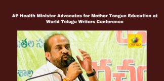 AP Health Minister Advocates for Mother Tongue Education at World Telugu Writers Conference,World Telugu Writers Conference, Telugu language preservation, Satya Kumar Yadav, Ashok Babu, mother tongue education, cultural heritage, Telugu language center, education policy Andhra Pradesh, coalition government, TDP,Andhra Pradesh, AP Live Updates, Live Updates, Breaking News, Headlines, Live News, Mango News