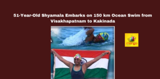 51-Year-Old Shyamala Embarks on 150 km Ocean Swim from Visakhapatnam to Kakinada,Shyamala Goli, ocean swimming, women empowerment, Visakhapatnam to Kakinada, Bay of Bengal, Visakha Coromandel Odyssey, MP Shri Bharat, 150 km swim, inspirational stories, health and fitness,Andhra Pradesh, AP Live Updates, Live Updates, Breaking News, Headlines, Live News, Mango News