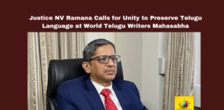 Justice NV Ramana Calls for Unity to Preserve Telugu Language at World Telugu Writers Mahasabha, Justice NV Ramana, Telugu Writers Mahasabha, Telugu language preservation, Ramoji Rao, Telugu culture, Sixth World Telugu Writers Mahasabha, Telugu poets, mother tongue promotion, NTR legacy, cultural heritage, Vijayawada Cultural Event,Telugu as Cultural Identity,Protecting Regional Languages Live Updates, Breaking News , Headlines , Highlights, Mango News.