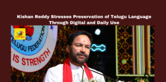 Kishan Reddy Stresses Preservation of Telugu Language Through Digital and Daily Use, Telugu Mahasabhas, Kishan Reddy, Telugu preservation, Telugu language digitalization, mother tongue education, Wikipedia Telugu articles, Telugu as medium of instruction, cultural heritage, Indian languages, education policy, Telangana, TS Live Updates, TS Political News, Political News, Mango News