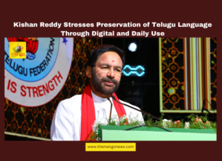 Kishan Reddy Stresses Preservation of Telugu Language Through Digital and Daily Use, Telugu Mahasabhas, Kishan Reddy, Telugu preservation, Telugu language digitalization, mother tongue education, Wikipedia Telugu articles, Telugu as medium of instruction, cultural heritage, Indian languages, education policy, Telangana, TS Live Updates, TS Political News, Political News, Mango News