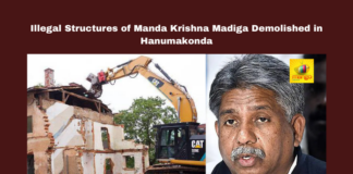 Illegal Structures of Manda Krishna Madiga Demolished in Hanumakonda, Warangal, Hanumakonda, Manda Krishna Madiga, Hunter Road, land encroachment, Greater Warangal Municipal Corporation, NHRC orders, illegal structures, property rights, High Court, Mango News