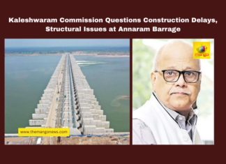 Kaleshwaram Commission Questions Construction Delays, Structural Issues at Annaram Barrage, Kaleshwaram project, Annaram Barrage, Justice PC Ghosh, Afcons, infrastructure issues, project delays, EPC agreements, irrigation department, construction accountability, Hyderabad news, Mango News