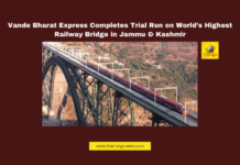 Vande Bharat Express Completes Trial Run on World’s Highest Railway Bridge in Jammu & Kashmir, Vande Bharat Express, Chenab Bridge, Jammu and Kashmir railway, world's highest railway bridge, Udhampur-Srinagar-Baramulla project, PM Modi, Katra to Baramulla train, engineering marvel India, Chenab railway bridge height, Indian railways news, India, National News, International News, Live Updates, Breaking News, Headlines, Live News, Mango News, Mango News Telugu