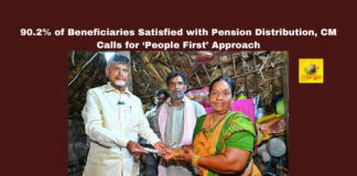 Chandrababu Naidu, YSRCP, people first policy, pension distribution, Anna Canteens, public satisfaction, grain procurement, government services, beneficiary feedback, sand supply, fertilizer supply, corruption, review meeting, Amaravati.