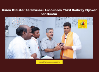 Andhra Pradesh Development, Chandrababu Naidu achievements, Davos industrial investments, Guntur flyover project, Guntur traffic solutions, Lokesh in Davos, Pemmasani Chandrasekhar announcements, Reliance projects Andhra Pradesh, South Central Railway approvals, TCS Sricity investments, Mango News