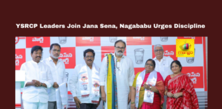 Andhra Pradesh Politics, Jana Sena new recruits, Jana Sena opportunities, Jana Sena party discipline, Jana Sena public welfare, Mangalagiri Jana Sena office, Nagababu speech, Nagababu welcomes leaders, Pawan Kalyan principles, YSRCP leaders join Jana Sena, Mango News