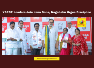 Andhra Pradesh Politics, Jana Sena new recruits, Jana Sena opportunities, Jana Sena party discipline, Jana Sena public welfare, Mangalagiri Jana Sena office, Nagababu speech, Nagababu welcomes leaders, Pawan Kalyan principles, YSRCP leaders join Jana Sena, Mango News